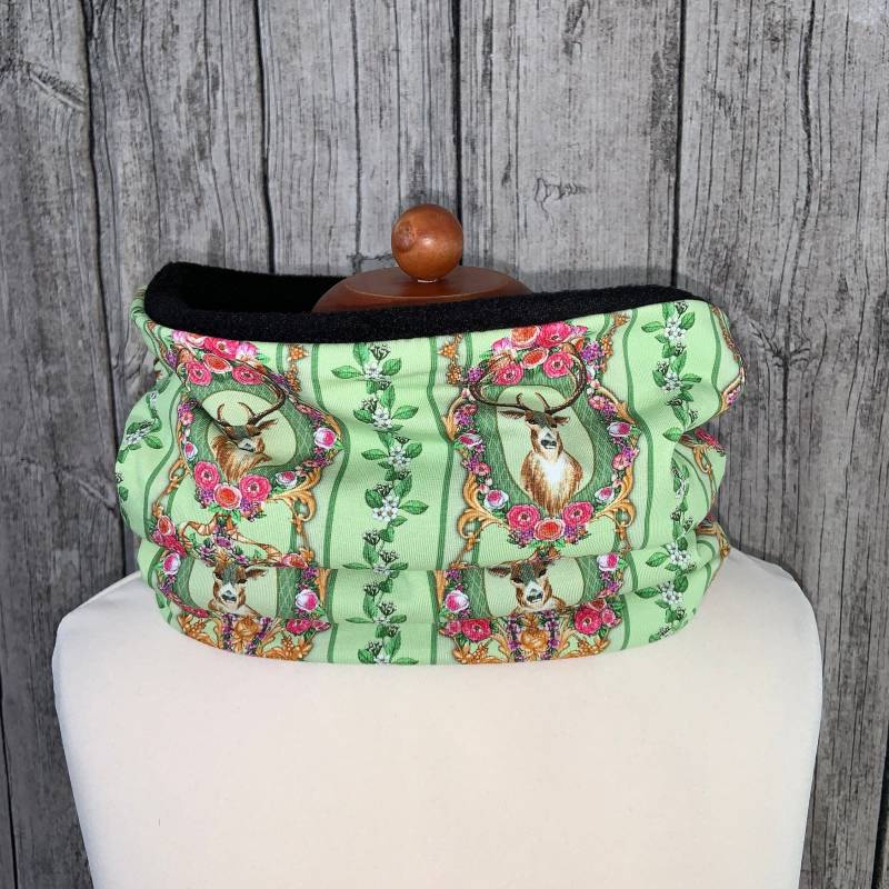 Loop Schal Fleece Kuschelschal - Hirsch Grün Neu von Lieblingsstueck4U