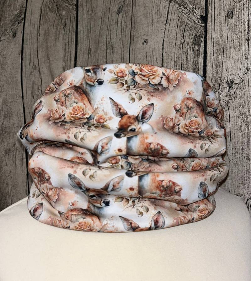 Loop Schal Fleece Kuschelschal - Hirsch Reh Elch Rehkitz Bambi Blume Neu von Lieblingsstueck4U