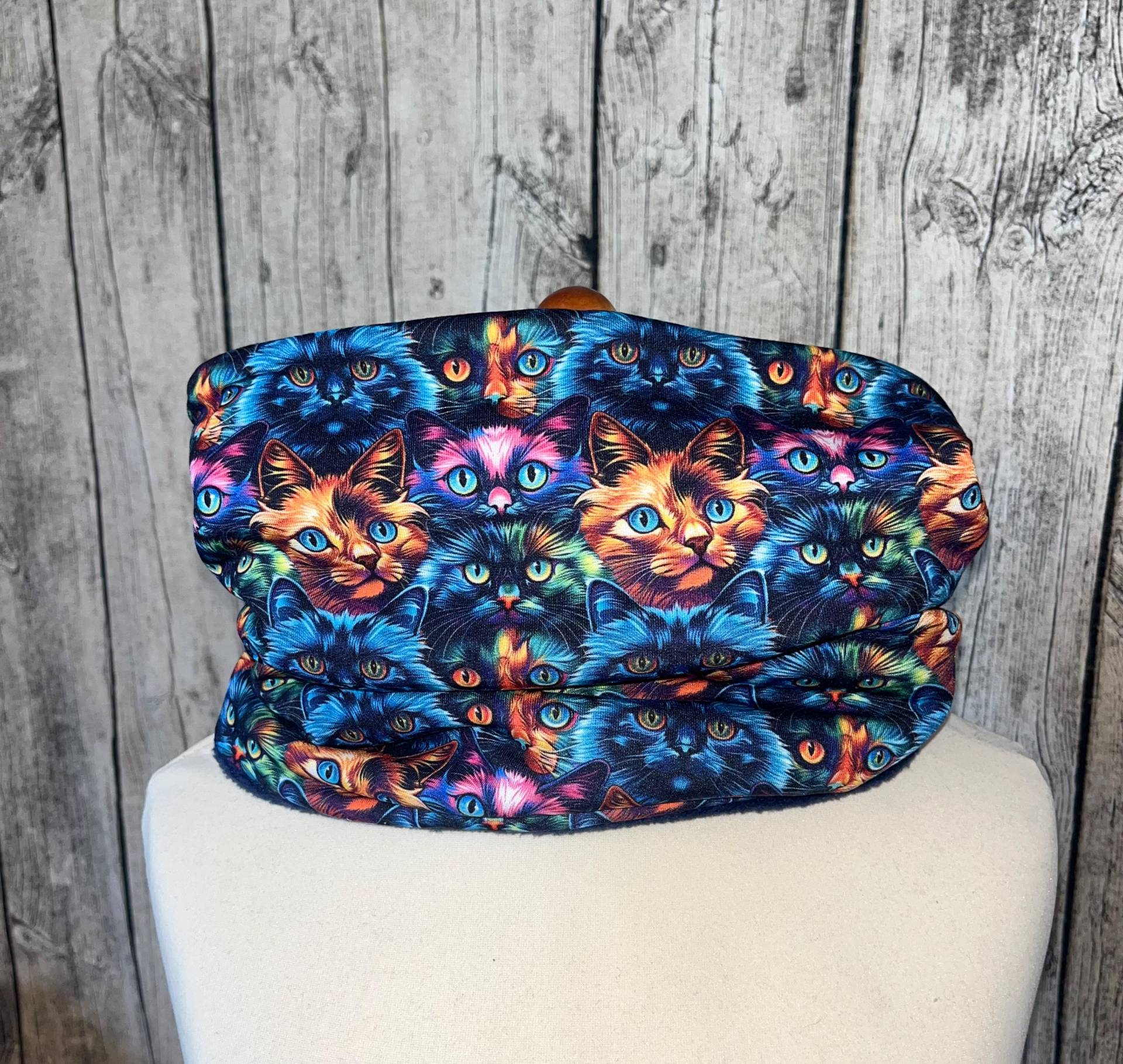 Loop Schal Fleece Kuschelschal - Katze Katzen Bunt 2 Neu von Lieblingsstueck4U