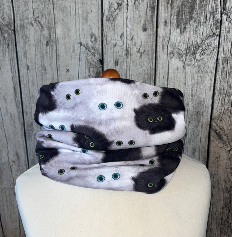 Loop Schal Fleece Kuschelschal - Katze Schwarz Weiß 1 Neu von Lieblingsstueck4U