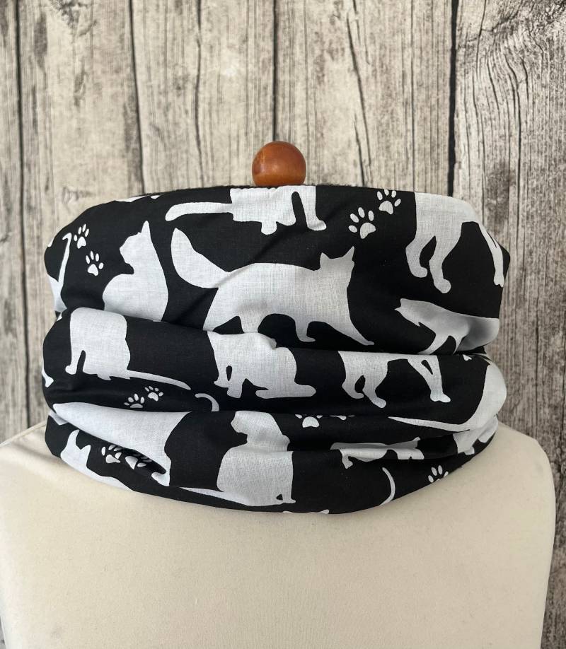 Loop Schal Fleece Kuschelschal - Katze Schwarz Weiß Neu von Lieblingsstueck4U