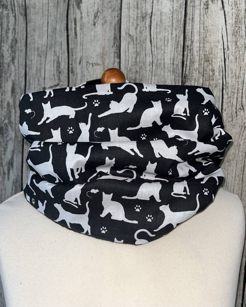 Loop Schal Fleece Kuschelschal - Katze Schwarz Weiß Neu von Lieblingsstueck4U