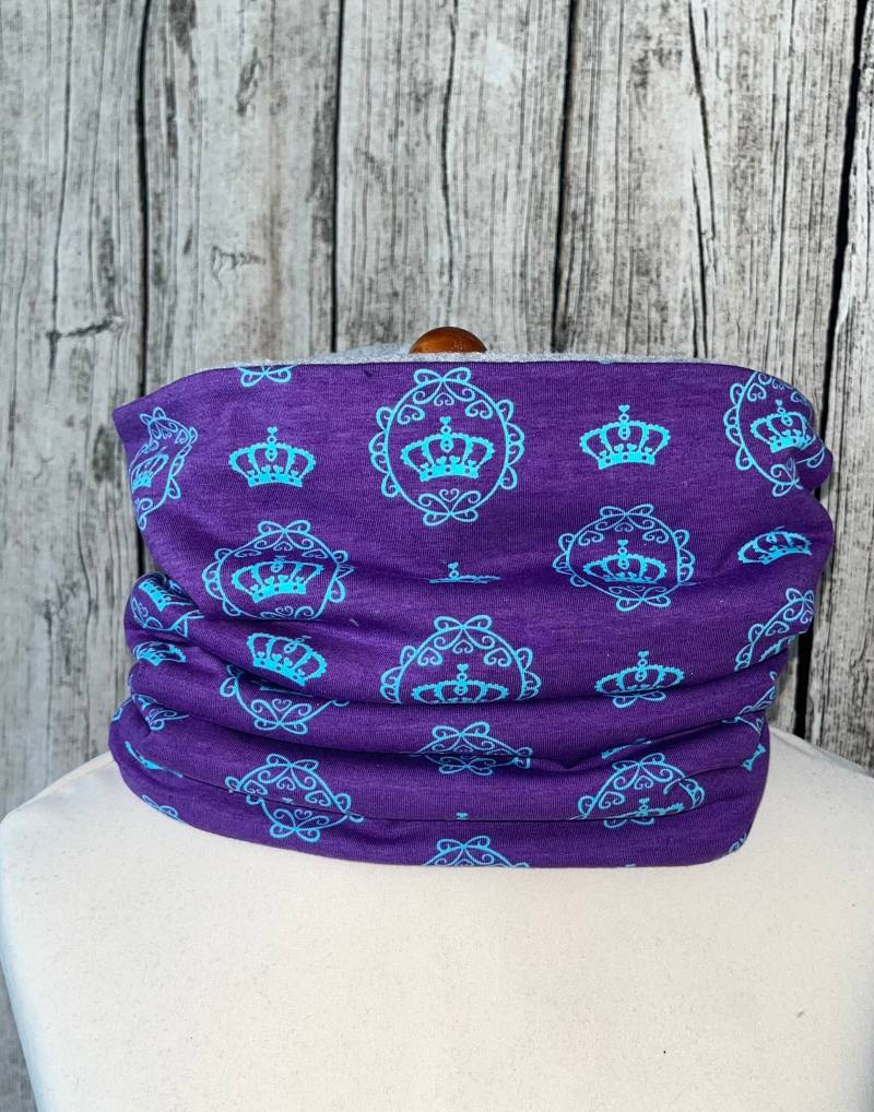 Loop Schal Fleece Kuschelschal - Krone Lila Türkis Neu von Lieblingsstueck4U