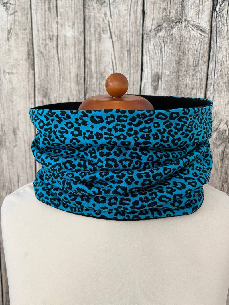 Loop Schal Fleece Kuschelschal - Leo Türkis Neu von Lieblingsstueck4U