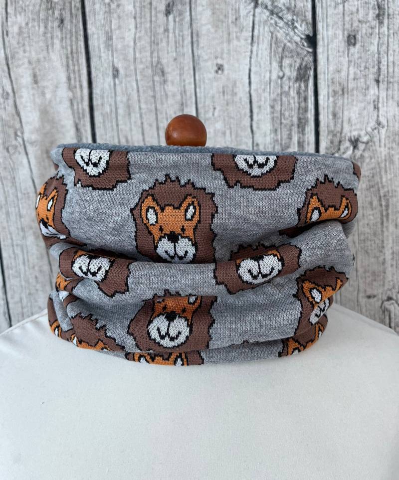 Loop Schal Fleece Kuschelschal - Löwe Grau Neu von Lieblingsstueck4U