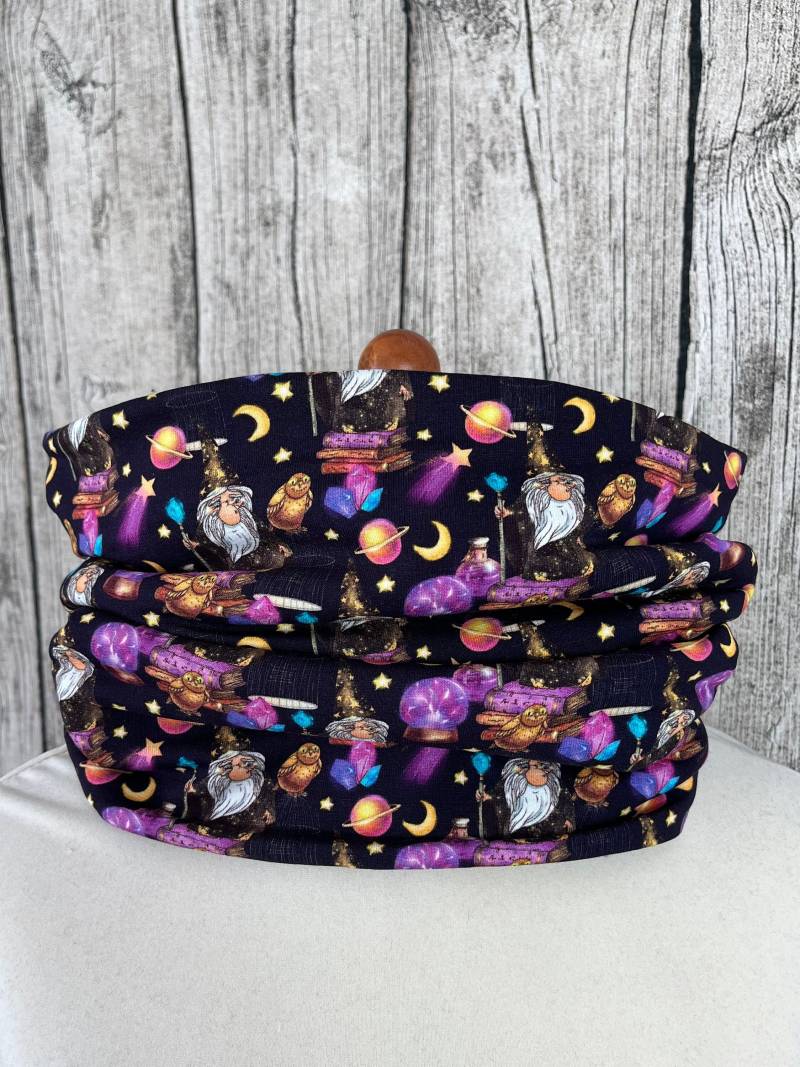 Loop Schal Fleece Kuschelschal - Magic Eule Zauber Blau Neu von Lieblingsstueck4U