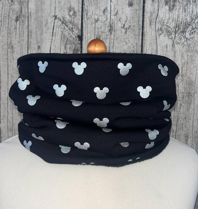 Loop Schal Fleece Kuschelschal - Maus Glitzer Schwarz Neu von Lieblingsstueck4U