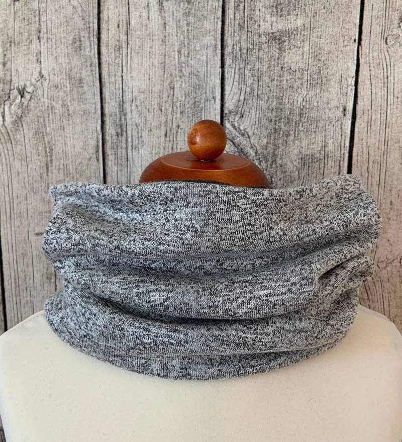 Loop Schal Fleece Kuschelschal - Meliert Hellgrau Neu von Lieblingsstueck4U