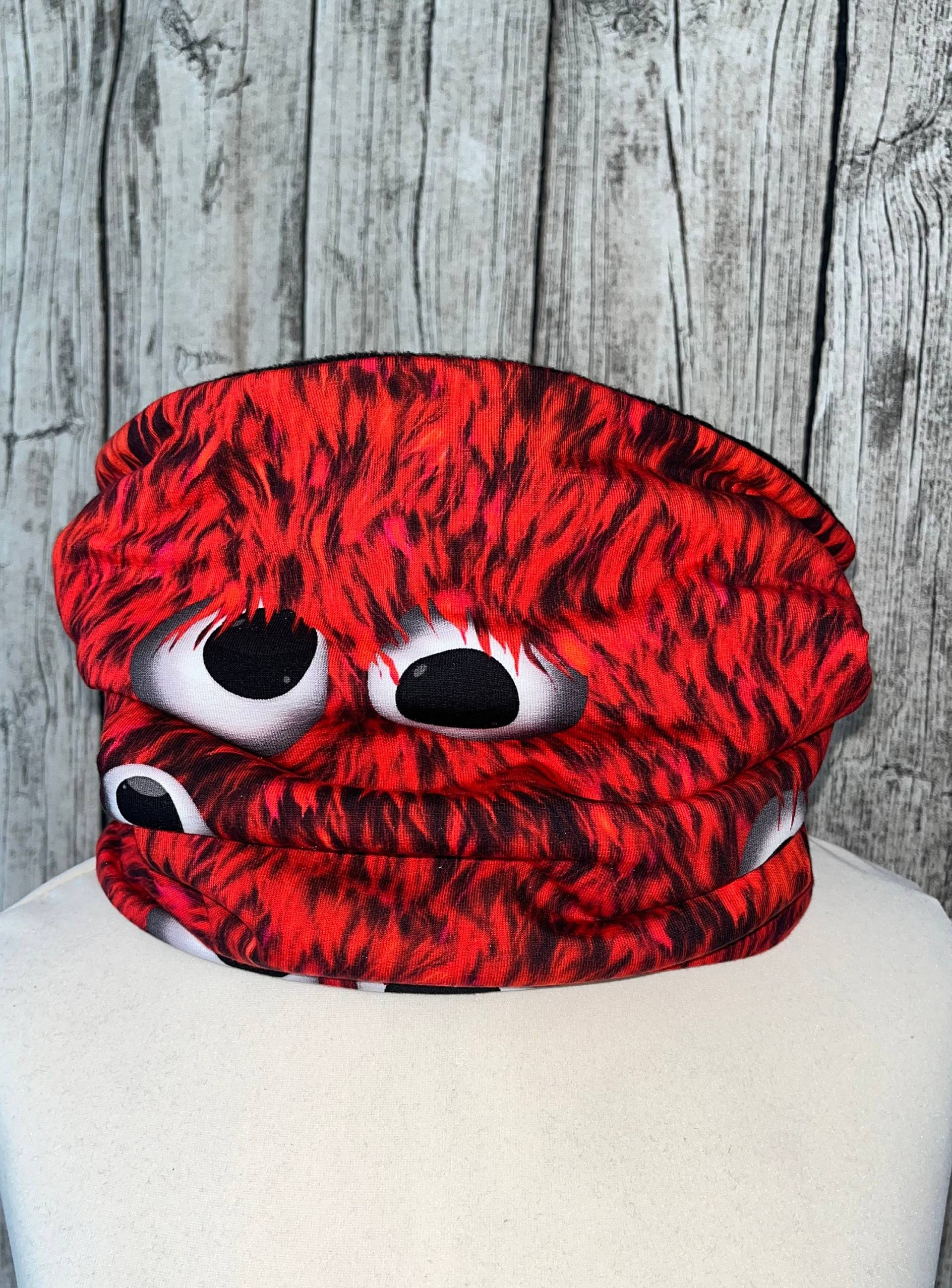 Loop Schal Fleece Kuschelschal - Monster Krümel Rot Neu von Lieblingsstueck4U