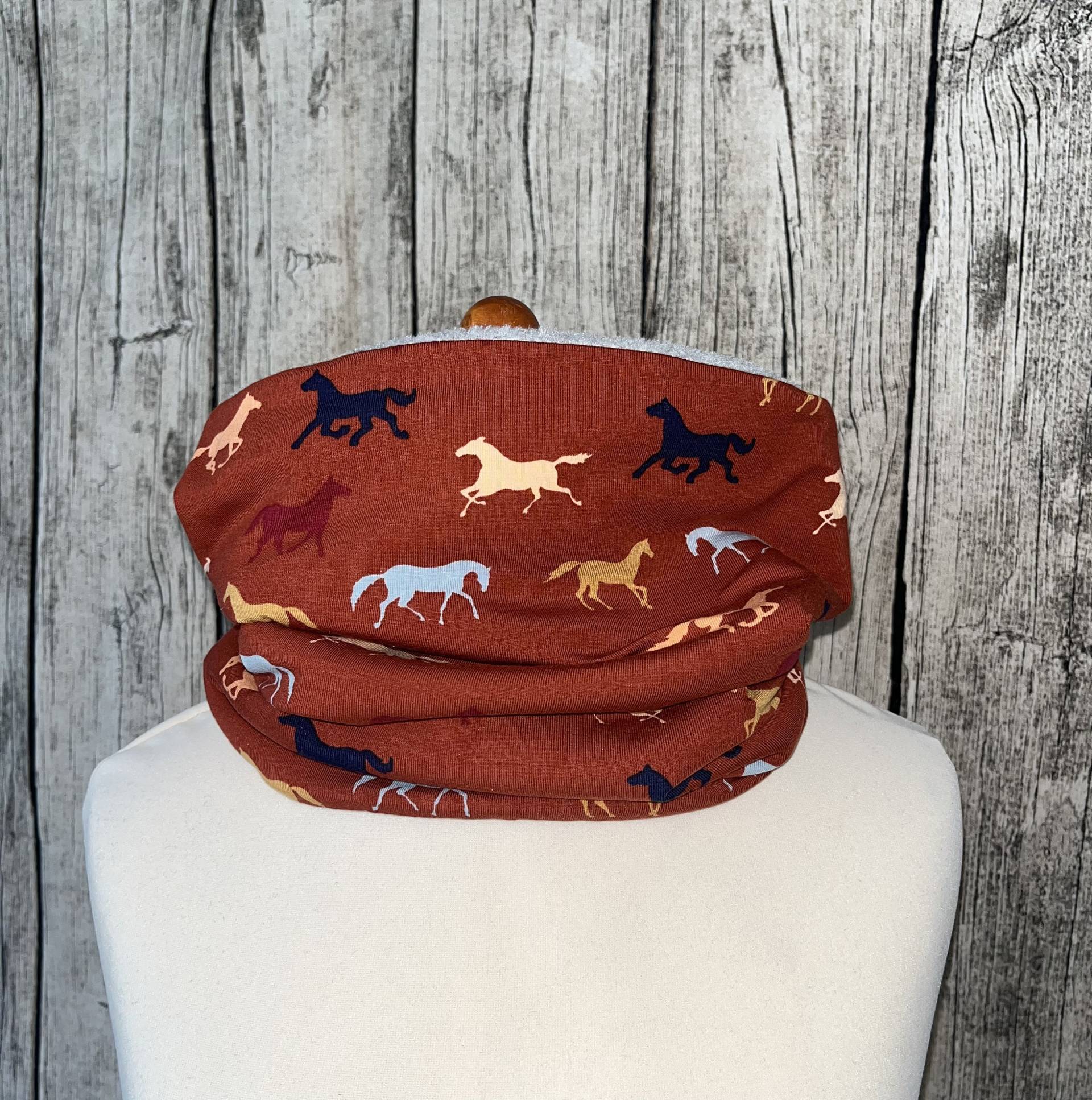 Loop Schal Fleece Kuschelschal - Pferd Rost Braun Neu von Lieblingsstueck4U