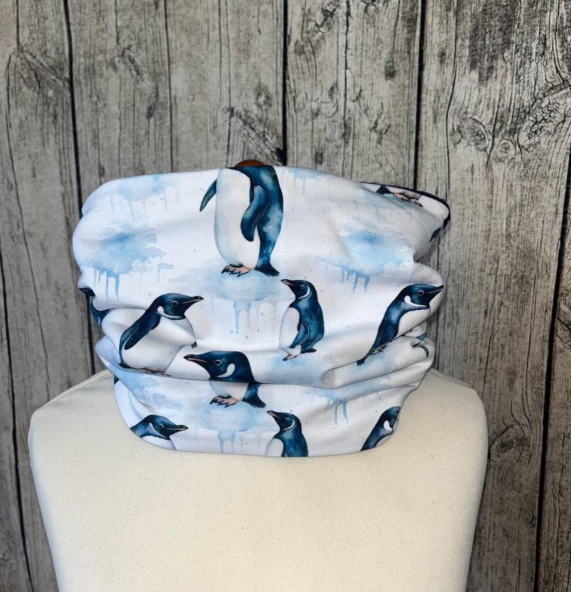 Loop Schal Fleece Kuschelschal - Pinguin Weiß Neu von Lieblingsstueck4U