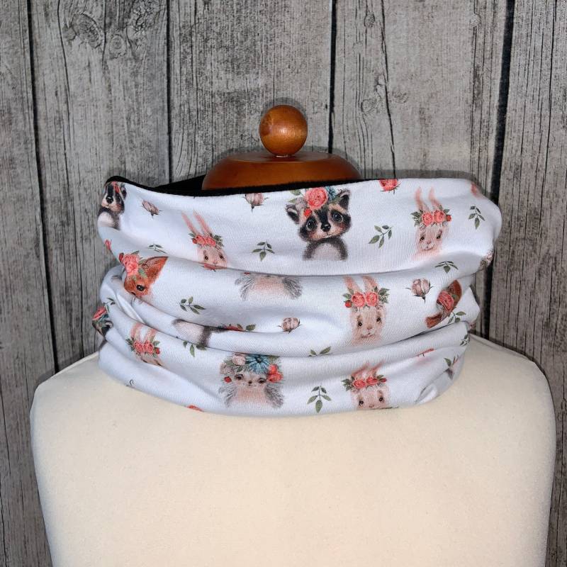 Loop Schal Fleece Kuschelschal - Romantik Tiere Weiß Neu von Lieblingsstueck4U