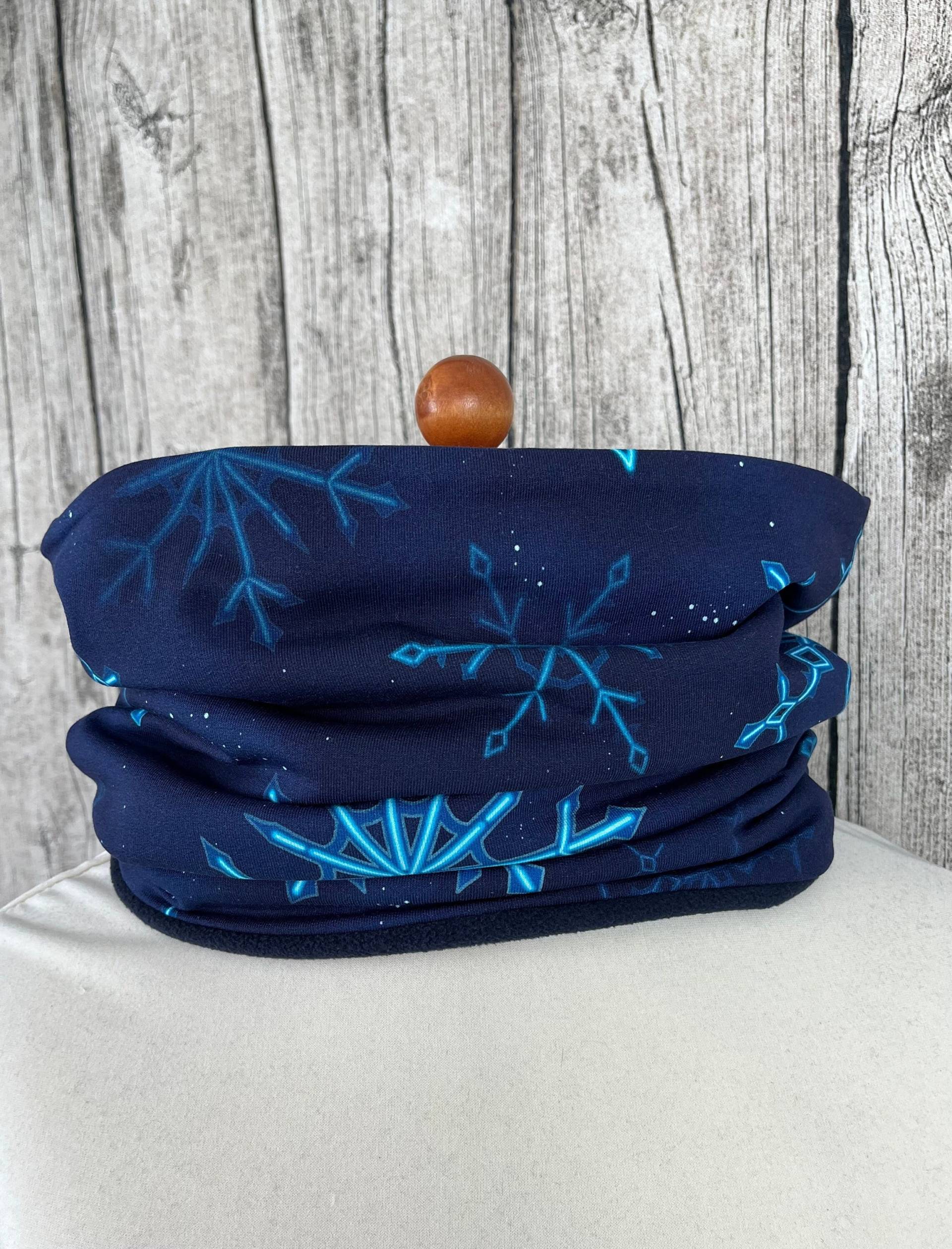 Loop Schal Fleece Kuschelschal - Schnee Flocke Kristall Blau Hellblau Neu von Lieblingsstueck4U