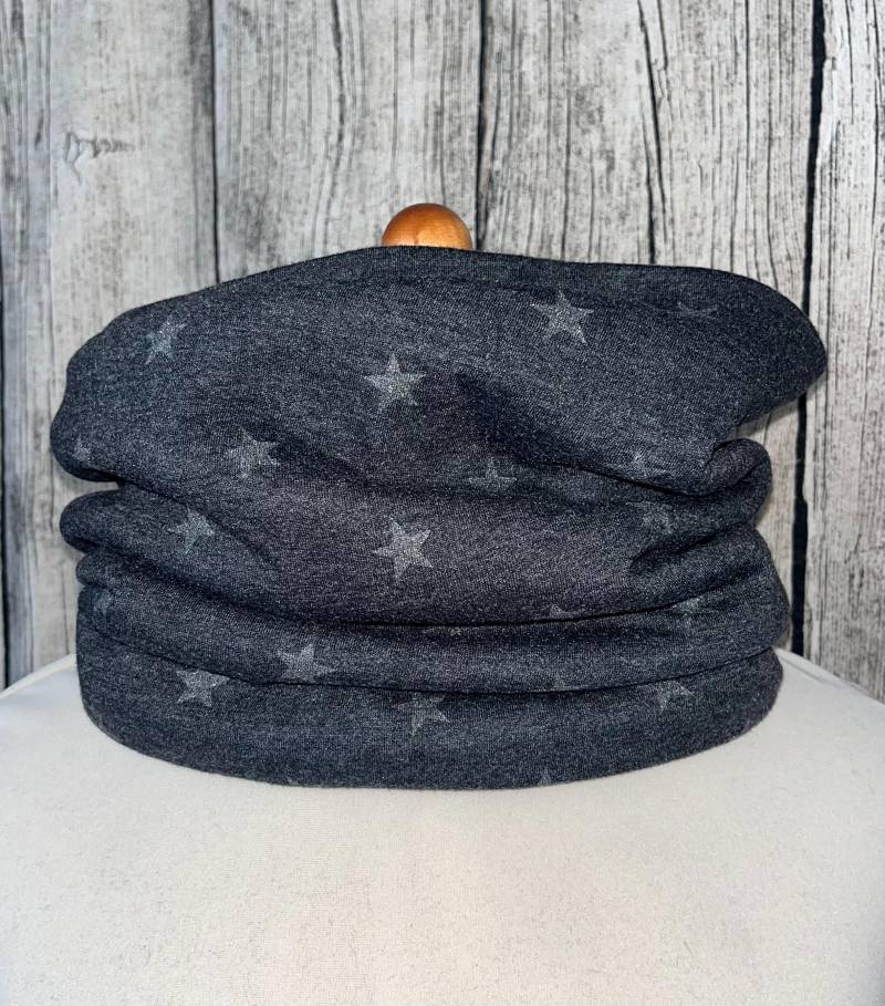 Loop Schal Fleece Kuschelschal - Stern Glitzer Dunkel Grau Neu von Lieblingsstueck4U