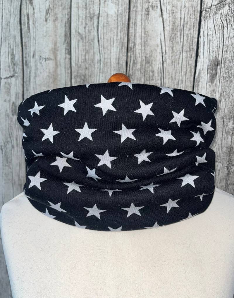 Loop Schal Fleece Kuschelschal - Stern Sterne Schwarz Grau Neu von Lieblingsstueck4U