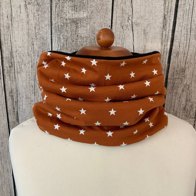 Loop Schal Fleece Kuschelschal - Sterne Bronze Neu von Lieblingsstueck4U