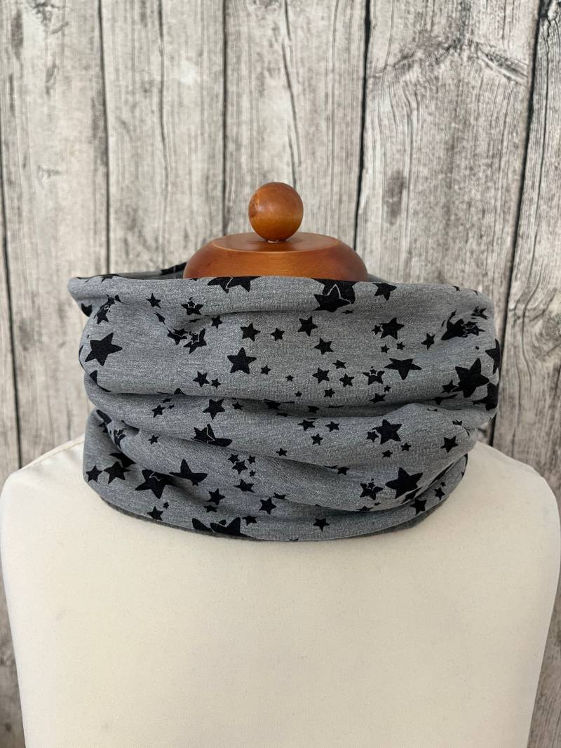 Loop Schal Fleece Kuschelschal - Sterne Stern Grau Groß Klein Neu von Lieblingsstueck4U