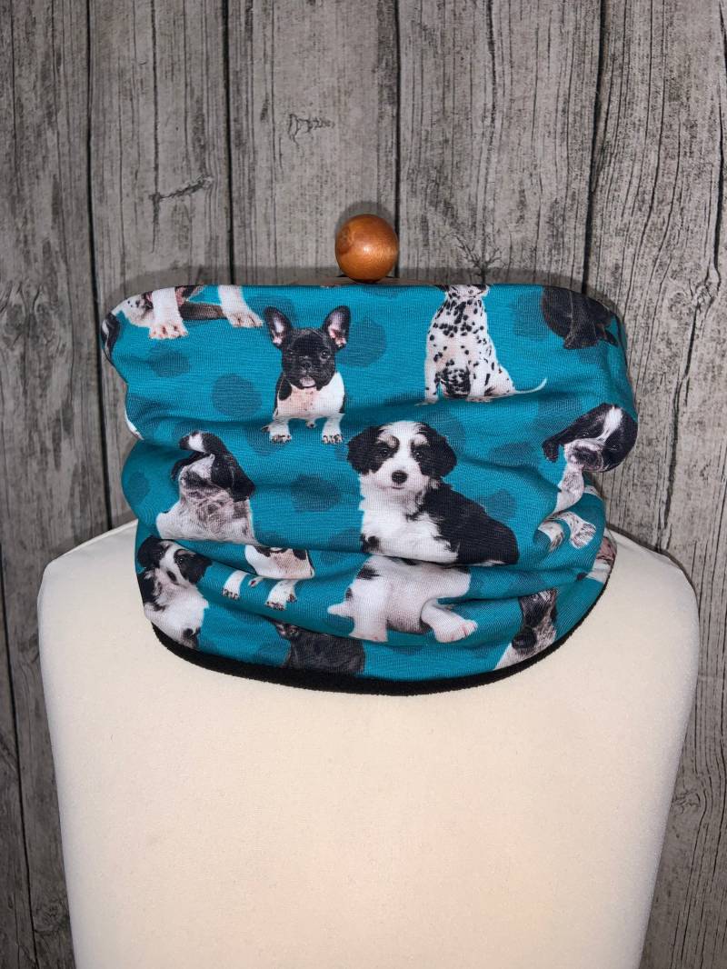 Loop Schal Fleece Kuschelschal - Süsse Hunde/Welpen Neu von Lieblingsstueck4U