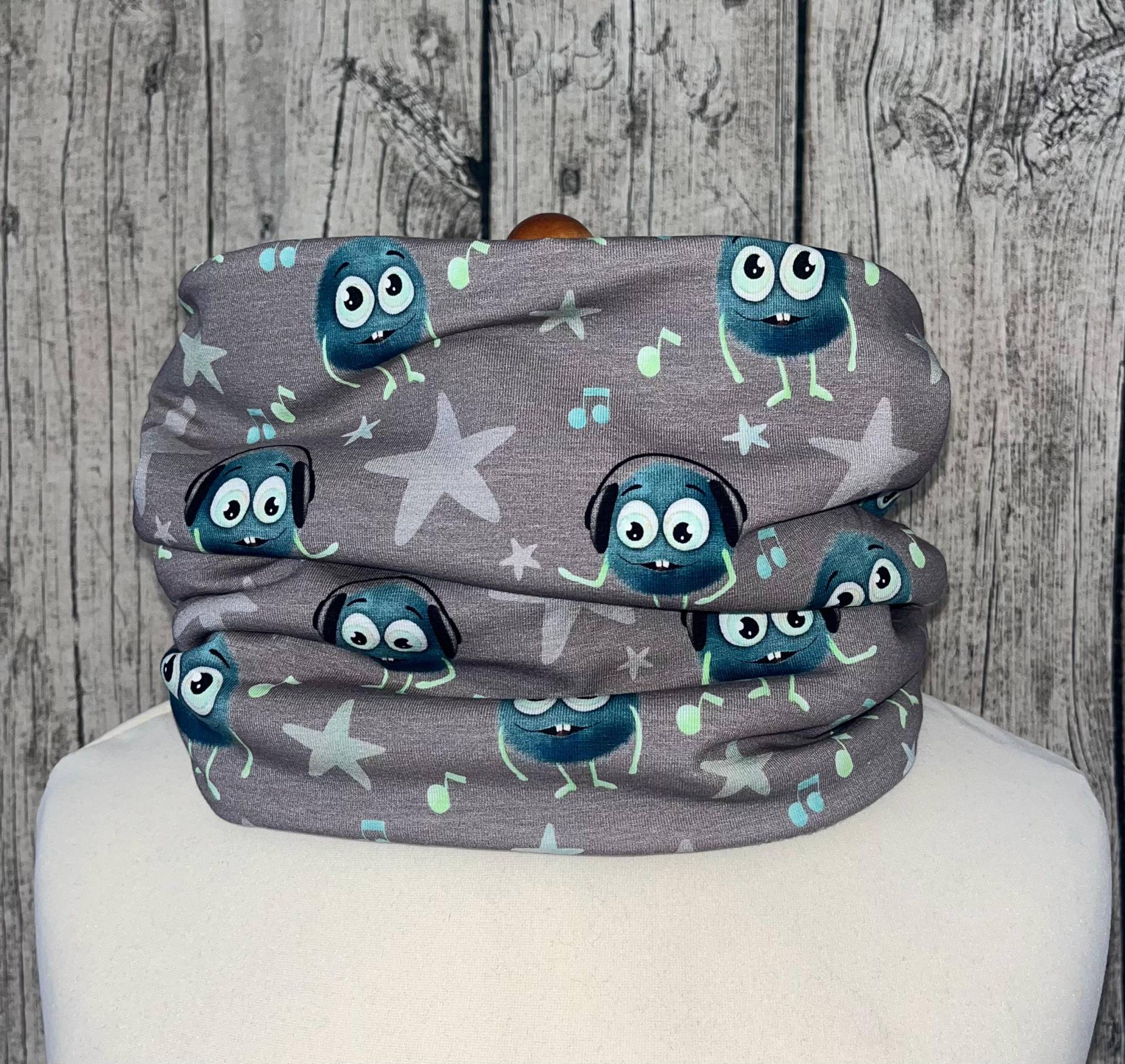 Loop Schal Fleece Kuschelschal - Süsse Monster Musik Neu von Lieblingsstueck4U