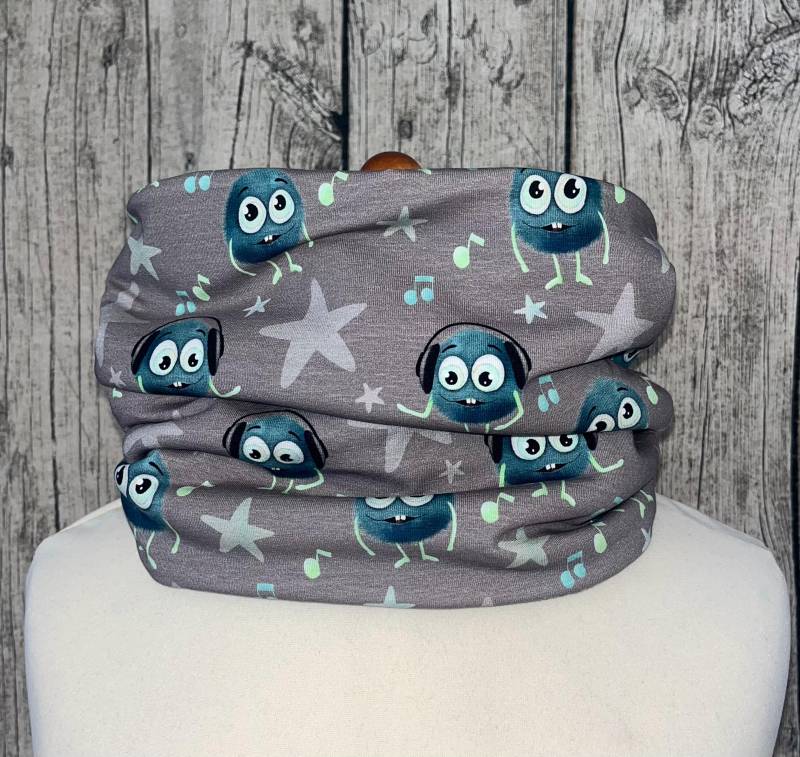 Loop Schal Fleece Kuschelschal - Süsse Monster Musik Neu von Lieblingsstueck4U