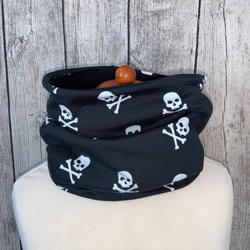 Loop Schal Fleece Kuschelschal - Totenkopf Schwarz Neu von Lieblingsstueck4U