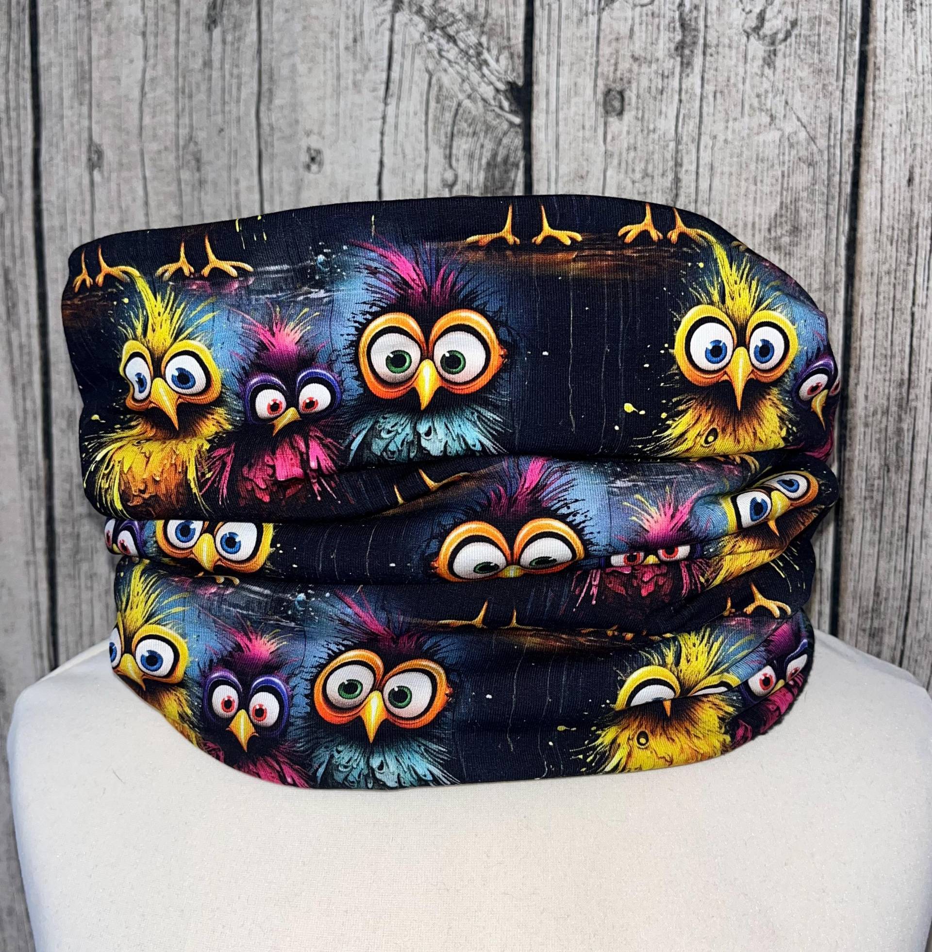 Loop Schal Fleece Kuschelschal - Verrückte Lustige Eule Neu von Lieblingsstueck4U