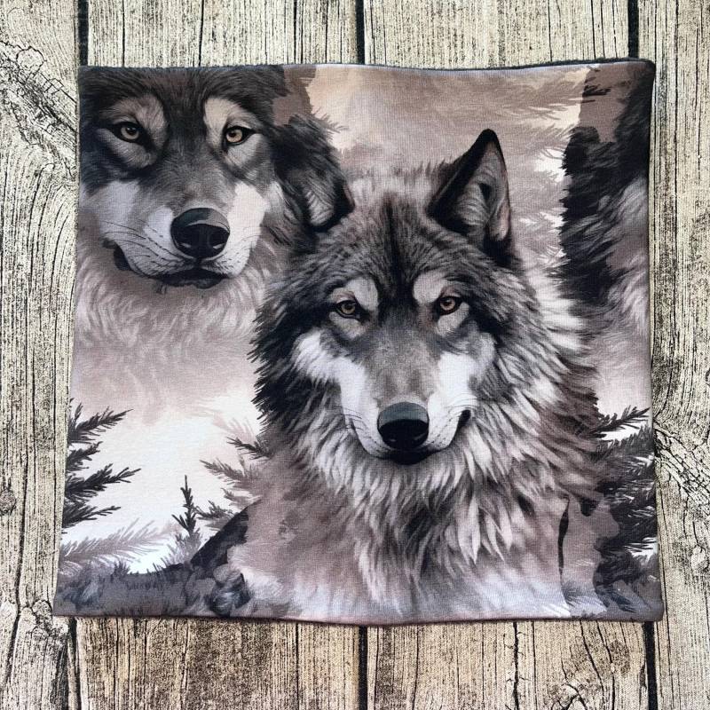 Loop Schal Fleece Kuschelschal - Wolf Wölfe Wald Grau Neu von Lieblingsstueck4U