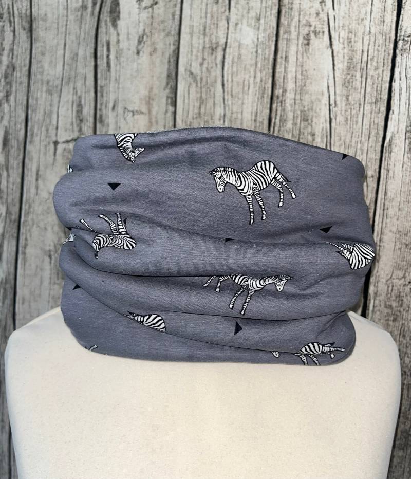 Loop Schal Fleece Kuschelschal - Zebra Grau Neu von Lieblingsstueck4U