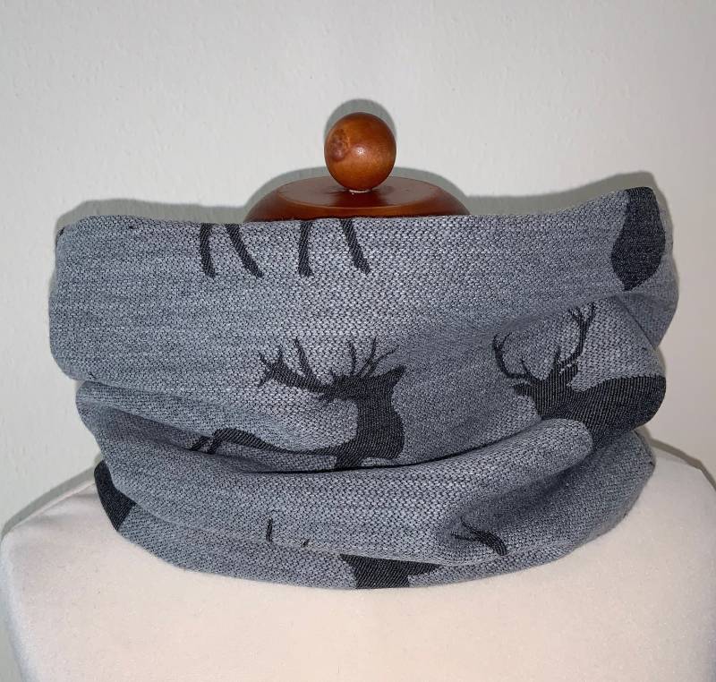 Loop Schal Kuschelschal - Hirsch Hellgrau Neu von Lieblingsstueck4U