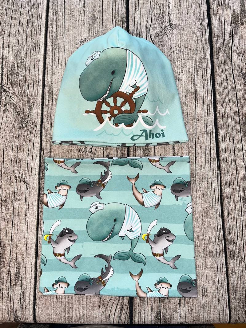 Set Bio Wende Mütze Beanie & Loop - Ahoi Gr. 47-54cm Neu von Lieblingsstueck4U