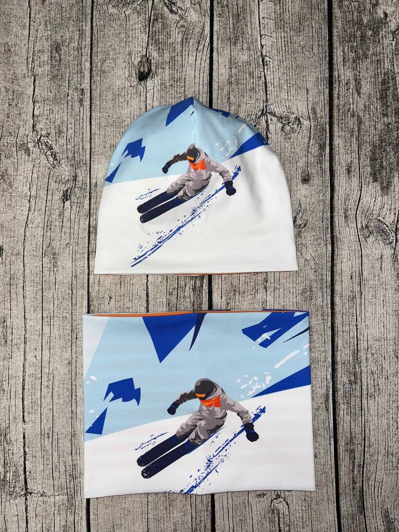 Set Bio Wende Mütze Beanie & Loop - Ski Gr. 47-54cm Neu von Lieblingsstueck4U