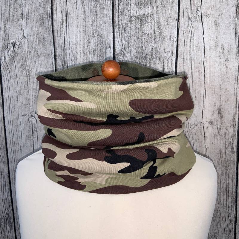 Wendeloop Schal Fleece Kuschelschal - Camouflage Grün Braun Neu von Lieblingsstueck4U