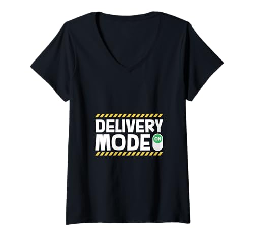 Damen Liefermodus An - Lieferfahrer T-Shirt mit V-Ausschnitt Damen Liefermodus An - Lieferfahrer T-Shirt mit V-Ausschnitt von Lieferfahrer und Paketboten Designs