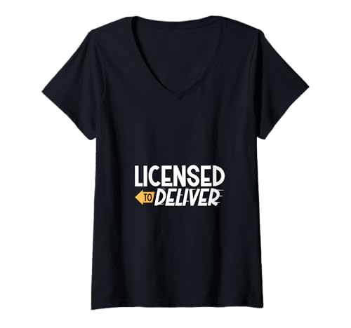 Damen Lizenz zum Liefern - Paket Fahrer T-Shirt mit V-Ausschnitt Damen Lizenz zum Liefern - Paket Fahrer T-Shirt mit V-Ausschnitt von Lieferfahrer und Paketboten Designs