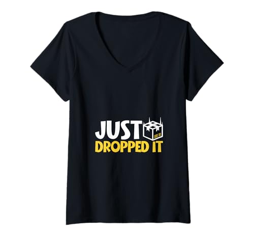 Damen Paket Dropped - Paketdienst T-Shirt mit V-Ausschnitt von Lieferfahrer und Paketboten Designs