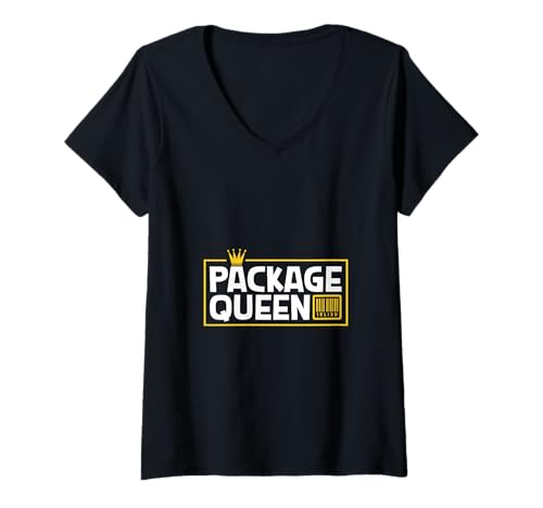 Damen Paket Queen - Lieferfahrer T-Shirt mit V-Ausschnitt Damen Paket Queen - Lieferfahrer T-Shirt mit V-Ausschnitt von Lieferfahrer und Paketboten Designs