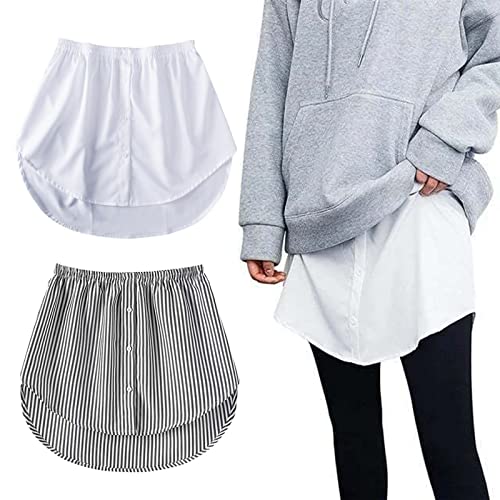 Liekadijiae Damen 2 Stück Hemdverlängerung Blusenrock Hemdverlängerung Große Größen Blusen Damen Mini Unterrock Lower Skirt Sweep Hemd Verlängerung Rock mit Knöpfen Verstellbare Schichtung (L) von Liekadijiae