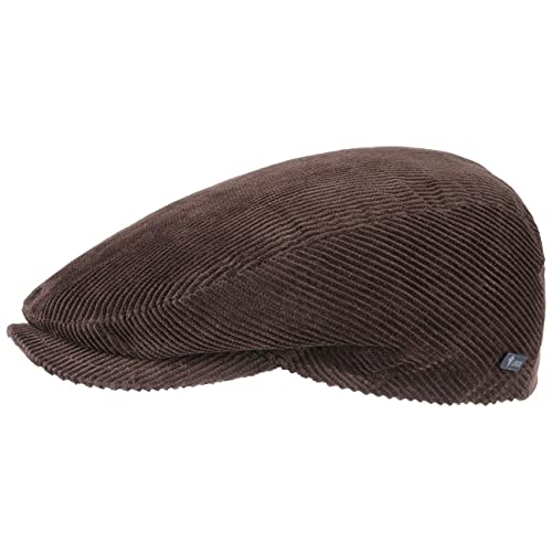 Lipodo Cord Flatcap braun Herren/Damen - Schirmmütze aus Baumwolle - Schiebermütze mit Futter - Cap Größe 53 cm - Cordmütze Sommer/Winter von Lipodo