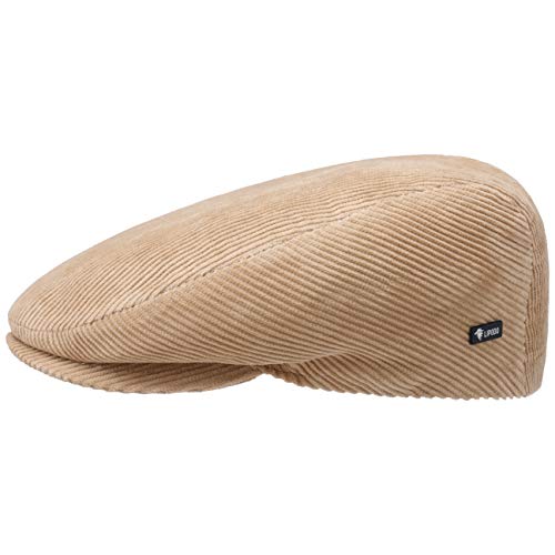 Lipodo Cord Flatcap beige Herren/Damen - Schirmmütze aus Baumwolle - Schiebermütze mit Futter - Cap Größe L 58-59 cm - Cordmütze Sommer/Winter von Lipodo