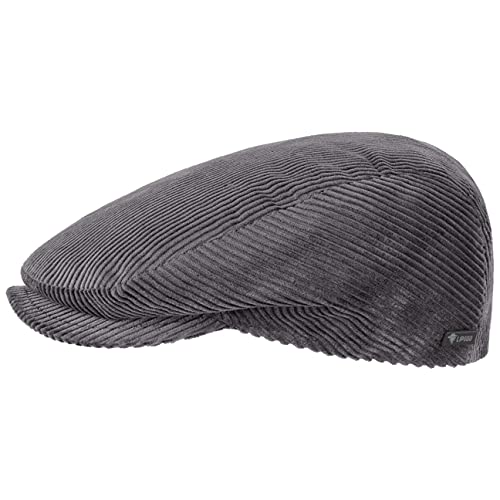 Lipodo Cord Flatcap grau Herren/Damen - Schirmmütze aus Baumwolle - Schiebermütze mit Futter - Cap Größe L 58-59 cm - Cordmütze Sommer/Winter von Lipodo