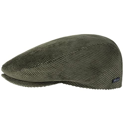 Lipodo Cord Flatcap Oliv Herren/Damen - Schirmmütze aus Baumwolle - Schiebermütze mit Futter - Cap Größe L 58-59 cm - Cordmütze Sommer/Winter von Lipodo