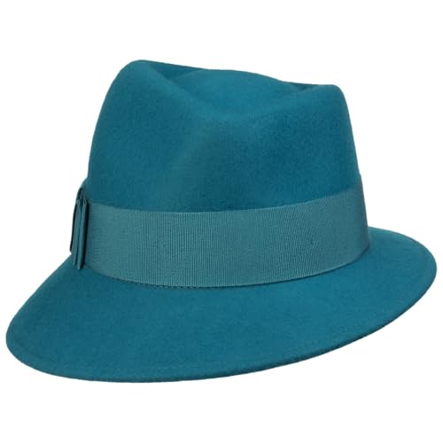 LIERYS Asym Damenhut mit Ripsband Wollfilzhut Hut Filzhut für Damen - Made in Italy Frühling-Sommer Herbst-Winter - One Size Petrol von LIERYS