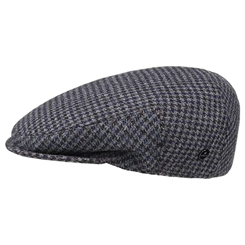 LIERYS Britain Hahnentritt Flatcap Herren - Made in Italy - Schiebermütze aus Wolle - Moderne Stoffmütze mit glattem Innenfutter - Schirmmütze mit kariertem Muster - Sommer/Winter blau 60 cm von LIERYS