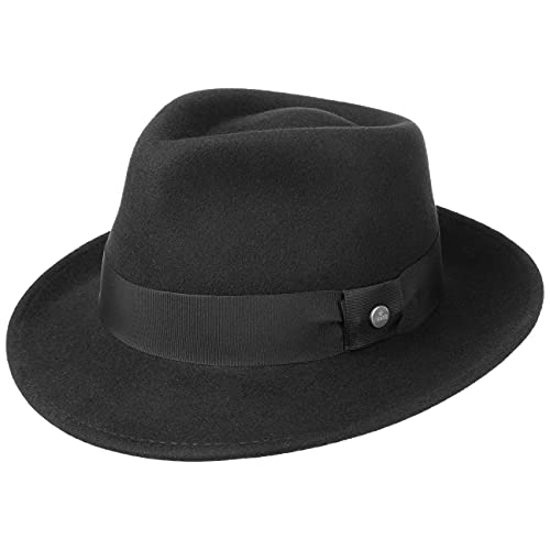 LIERYS City Filzhut - Wollfilzhut Damen/Herren - Hut aus Filz (Wollfilz) - Herrenhut wasserabweisend - Wollhut Packable - Bogarthut Sommer/Winter - Fedora schwarz L (58-59 cm) von LIERYS