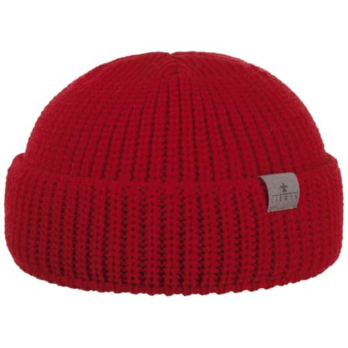 LIERYS Costa Dockermütze Herren - Wintermütze aus Schurwolle - Made in Germany - Strickmütze in One Size (53-59 cm) - Herrenmütze mit Umschlag - Dockercap Herbst/Winter rot One Size von LIERYS