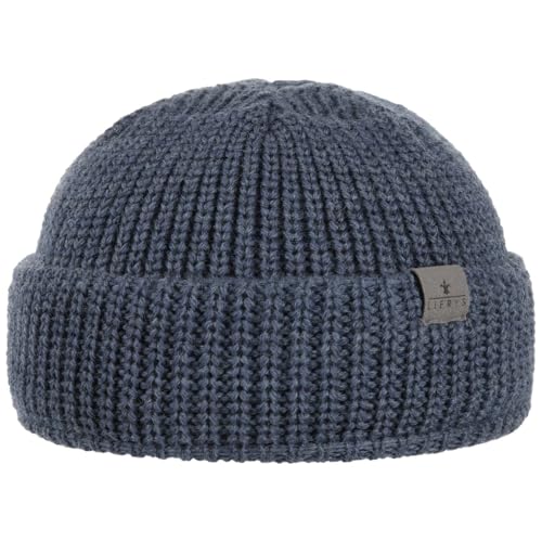 LIERYS Costa Dockermütze Herren Wintermütze aus Schurwolle Made in Germany Strickmütze mit Umschlag Dockercap Herbst Winter Denim One Size von LIERYS