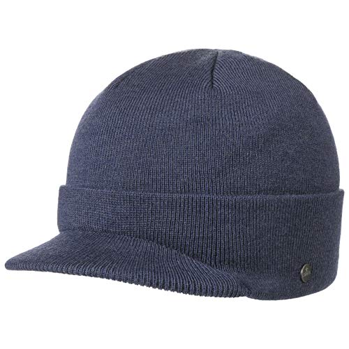 LIERYS Fine Merino Strickcap Damen/Herren - Wintermütze aus Merinowolle - Strickmütze in One Size (54-59 cm) - Mütze mit Schirm Herbst/Winter Denim One Size von LIERYS