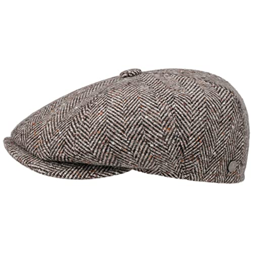 LIERYS Fischgrat Flatcap Herren - Schiebermütze Made in Italy - Hatteras Cap gefertigt mit Wolle - klassisches Fischgräten Muster - Herbst/Winter - Dunkelbeige 60-61 cm von LIERYS