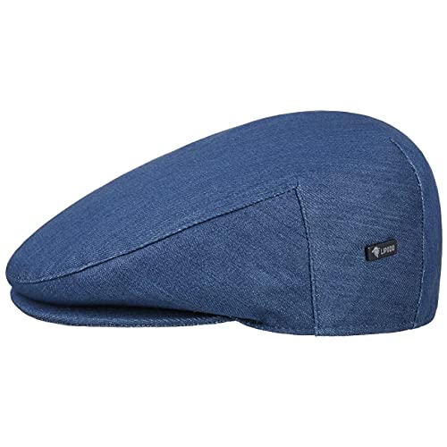 Lipodo Inglese Jeans Flatcap Damen Herren Kinder - Made in Italy - Mütze im Denim-Look - Schiebermütze aus 100% Baumwolle - Schirmmütze in 49-62 cm - Flat Cap für Frühjahr/Sommer Denim 53 cm von Lipodo