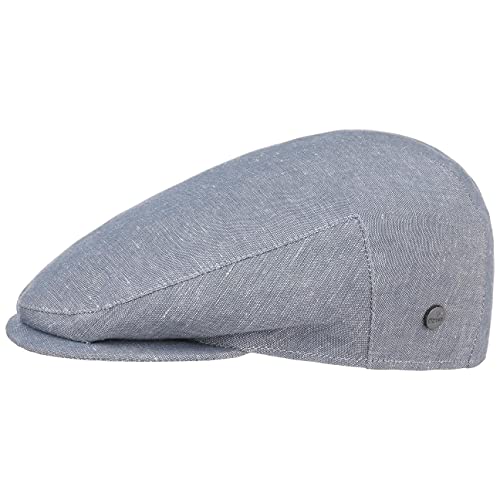 LIERYS Inglese Leinen Flatcap Herren - Flat Cap Made in Italy - Schiebermütze aus Leinen und Baumwolle - Sommermütze im Denim-Look - Mütze Frühjahr/Sommer hellblau 55 cm von LIERYS